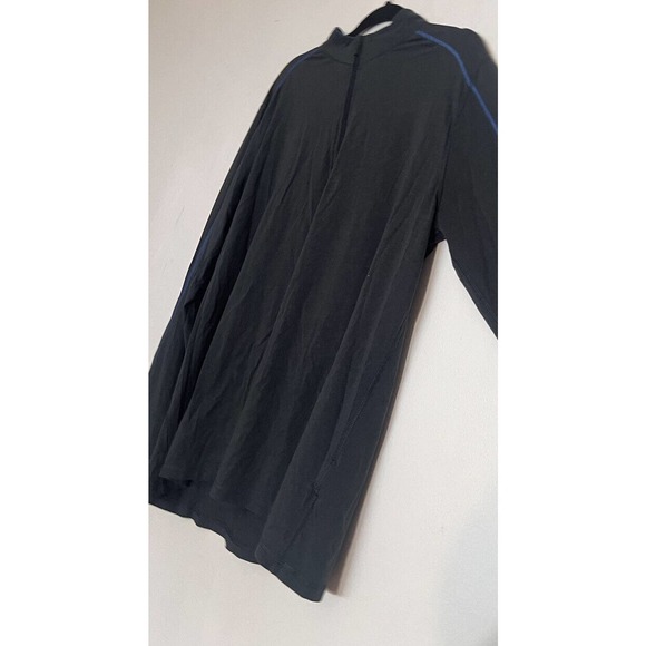 tasc 1/4 Zip Pullover Mens Medium Black Blue Bamboo Long Sleeve Shirt - Picture 2 of 8